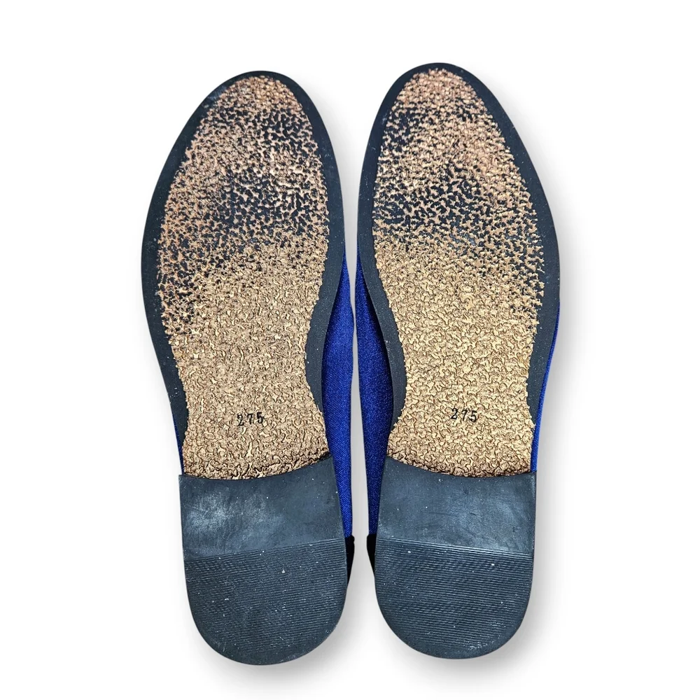 CMM Men's 10.5/275 Shoes Vibrant Blue Velvet Formal Slipper Smoking Loafers